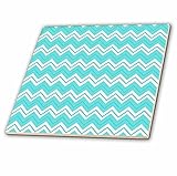 3dRose ct_195250_1 Teal Blue Chevron Zigzag Pattern Ceramic Tile, 4-Inch [並行輸入品]