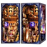 MARUHADO ブックヌック キット ドールハウス ミニチュア LEDライト 立体パズル 木製 ウッドパズル 本棚 DIY 手作り 魔女の隠れ家