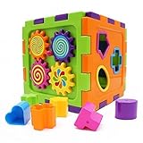 Wishtime Activity Gear Puzzle Baby's First Blocks Shape Sorting Cube [並行輸入品]