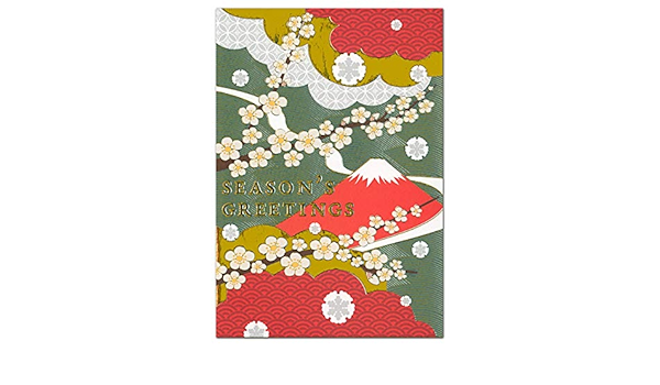 Amazon クリスマスカード 和風 海外向け 和風フォーマル Sn 91 梅と富士 グリーティングライフ 中紙2種類各１枚入り Christmas Card グリーティングカード グリーティングカード 文房具 オフィス用品