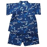 盛夏 甚平(ジンベイ) 【日本製】リップルプリントとんぼ柄甚平スーツ 80cm/ネイビー NO.OG-1602