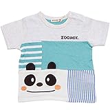 【本体綿100％】2017年 夏物 ZOOMIC ズーミック 天竺 ブロック切替 アップリケ 半袖Ｔシャツ パンダ◇95cm