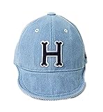 【SEBLES】ベビー 赤ちゃん 帽子 キャップ happy 野球帽 デニム 日差し UV 50cm 1歳 2歳 ワッペン ロゴ ユニセックス 男の子 女の子(ライトブルー)