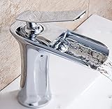 awxjx Washroomシンクミキサータップ銅WaterfallホワイトゴールドHot and Cold Wash Basinバスルームバスルーム