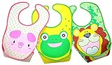 防水 スタイ ビブ ポケットつき 食事 エプロン 3枚 セット (アニマル)