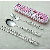 Hello Kitty Spoon and Fork Flatware Set in Plastic Case by YZAM