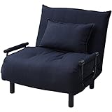 山善(YAMAZEN) ソファーベッド 折りたたみ式 クッション付き 幅88cm ネイビー SFB-80S(NV)