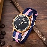 (Wooden Watch)ウッドウォッチ 2016新しい木製腕時計 ダブルストライプ ナイロンバンド アナログ表示　天然木 手作り 人気プレゼント 生活防水機能 専用ボックス 環境に優しい　 ファッ