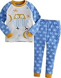 [Vaenait Baby]キッズ12ヶ月-9歳綿100％ルームウェア長袖パジャマ寝間着上下セット Snow Owl Blue XL