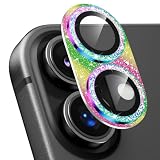 Podick カメラカバー iPhone17用 カメラフィルム キラキラ 9H強化ガラス アルミ合金 耐衝撃 いphone17 カメラ保護 高透過率 キズ防止 露出オーバー防止 一体化 全面保護 気泡ゼロ 指紋防止 貼り付け簡単 アイフォン17 対応 レンズプロテクター (17,カラフル)