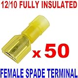 12 /10完全にInsulated .250 "メススペード圧着コネクタ端子(数量50新しい
