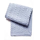 Esteffi Cable Knit Wool Blend Baby Blanket Blue [並行輸入品]