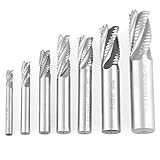 7個/セットHSS CNC 4刃ミーリングカッターエンドミルルータービットラッピングチップブレーカーツールM6/M8/M10/M12/M14/M18/M20
