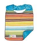 Baby Boy Bib - Reversible - Bermuda Stripe on Blue Minky by Polka Dot Moon