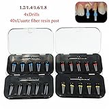 ILS - 40 pieces Dental Fiber Post Resin High-intensity Screw Thread Quartz + 4 Drills