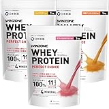 WINZONE（ウィンゾーン）ホエイ プロテイン パーフェクトチョイス 3kg サマーセット（サワーストロベリー風味1kg、リッチバナナ風味1kg、完熟マンゴー風味1㎏） 国内製造 WPC 日本新薬