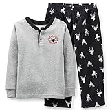 カーターズ（Carter's)男の子用グレートナカイさん刺繍入り長袖&黒フリースパンツパジャマ上下2点セット 24months 24ヵ月用 並行輸入24months(83-86cm)