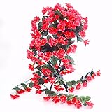 人工バイオレットフラワー壁WisteriaバスケットHangingガーランドつる花フェイクシルクOrchidシミュレーションRattan Plant Vineウェディングホームマウント庭バルコニー壁T
