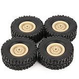 Oikabio 4個のゴム製ホイールリムタイヤタイヤ RC 1/16クライミングクローラーカー B-1 / B-24 / C-14 / C-24 / B-16トラックモデル用 スペアパーツアクセサリー、イエロー