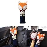 Sunsangシートベルト枕 、カーシートベルトカバー、キッズ 子供 ぬいぐるみおもちゃシートベルトストラップカバー、自動調節可能、子ともの頭、肩、胸を保護 (fox)