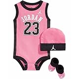 NIKE(ナイキ)エア・ジョーダン ベビーピンクJORDAN23エアジョーダン(JUMPMAN)ノースリーブボディスーツ超豪華3点セット0-6months（身長約60-70cm） [並行輸入品]