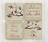 ホームファミリInspirational Quote Blessing – フローラルLovebird祝いキャンバス壁飾り結婚式 – Memorable結婚記念日ギフト – デザイナーから選択色サイズ