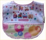 離乳食　お食事スタイ、お食事エプロン　ナイロンエプロン　ビニールエプロン＝スモック　ベビー服、ベビー用品 洗えるお食事エプロン＝出産祝いやギフトにもどうぞ (ピンク)