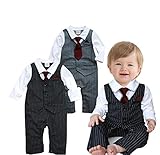 Baby Boyの結婚フォーマルパーティー蝶ネクタイタキシードスーツロンパースジャンプスーツ カラー: ブラック