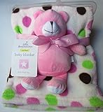 Little Beginnings Fleece Baby Blanket with Pink Plush Bear Toy by Little Beginnings