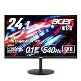 Acer ゲーミングモニター Nitro 24.1インチ 540Hz 非光沢 フルHD 0.1ms sRGB 99% DeltaE<1 HDMI 2.0 DisplayPort1.4 高さ調整 ピボット機能 スピーカー内蔵 ヘッドホン端子 PC PS5 Xbox X|S VESAマウント対応 XV242Fbmiiprx