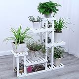木製植物フラワースタンド/多段折り畳み鉢植えプラントディスプレイスタンドバルコニーリビングルーム屋外フラワースタンド（102 * 92CM /） ( 色 : 白 )