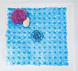 ノンスリップ滑り止め安全Bath – Ambient River Rockシャワーマット正方形ノンスリップ吸引Bathtub 21" X 21" ブルー B01DWT72OM
