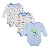 Mum's Nest 3枚 新生児服 ロンパース 男の子 カバーオール ベビー服 ボディスーツ 綿100% 出産祝い (0-3ヶ月, 恐竜)