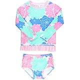 [ラッフルバッツ] ベビー 長袖 水着 キッズ ロングスリーブ ラッシュガード (サイズ：2T、カラー：Pastel Petals) RUFFLE BUTTS [並行輸入品]