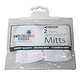 BABY ANTI-SCRATCH MITTS -2 PAIR-(NEW BORN) (WHITE)-BNWT 100% COTTON by Junior Joy