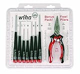 Wiha 26190 Slotted and Phillips Screwdriver Set Bonus Pack with Professional 6.3' Long Nose Pliers, 
