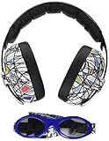 Baby Banz Earmuffs and Infant Hearing Protection and Sunglasses Combo 0-2 Years, Squiggle by Baby Ba