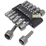 14pc Power Nut Driver Set Dual Metric MM & Standard SAE 1/4" Shank CRV [並行輸入品]