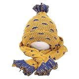 Youth Dream(ユースドリーム）かわいいパイナップル風　キッズ 用ニット帽＋マフラー　防寒　秋 冬 (イエロー）