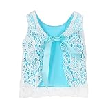 Ochine 新生児　幼児　ロンパース　女の子　レース　綿　かわいい　ノースリーブ　子供服　0-18月設定 カバーオール　出産祝い　4サイズ選べる (XS, ブルー)