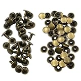 KUKU工房 両面カシメ レザークラフト材料 100組セット (頭9mmｘ足8mm, アンティークゴールド)