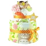 おむつケーキ トトロ 2段 出産祝い ベビーギフト タオル ガラガラ ぬいぐるみ ジブリ ネコバス totoro8
