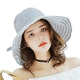 サンハット レデイース つば広 遮光率99% 紫外線対策 日よけ帽子 アウトドア おしゃれ リボン付き 夏向けキャップ 折りたたみ 調節可 UVハット 小顔効果 綿 通気 快適 自転車 旅行 ストライ
