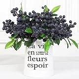 Luyue人工装飾素朴なBlueberry Fruitシルク花のウェディングホーム装飾、7個パック ブルー