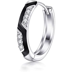 Yaotian ピアス メンズ 片耳 フープピアス シルバー925 黒 「夢」 リング ピアス18金 プラチナ 金属アレルギー対応 ピアス 男性 アクセサリー