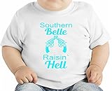 Southern Belle Raisin' Hell Slogan オーガニックベビーTシャツ 12 - 18 Months