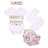 Lutents ベビー服 ロンパース カバーオール 四点セット 半袖 ヘアリボン付き ショーツ お花柄 女の子 カジュアル 快適 着心地良い 歩行服 パジャマ 新生児 出産祝いプレゼント 可愛い