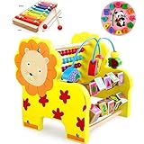 積み木 赤ちゃんおもちゃ　ビーズコースター 　キッズ 　木製 ルーピング 　おもちゃ　指先トレーニング 　ミニ サイズ 動物模様 　色認知　出産祝い　お誕生日プレゼント