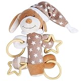 【Ani Mam Kids】ベビー用 かわいい 動物 ふわふわ にぎにぎ 音が鳴る 知育玩具 ナイトウェア着用 アニマル (いぬくん)