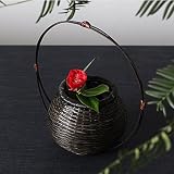 【月恋】園山細工 伝統的工芸品 竹製花籠 花入れ H22cm